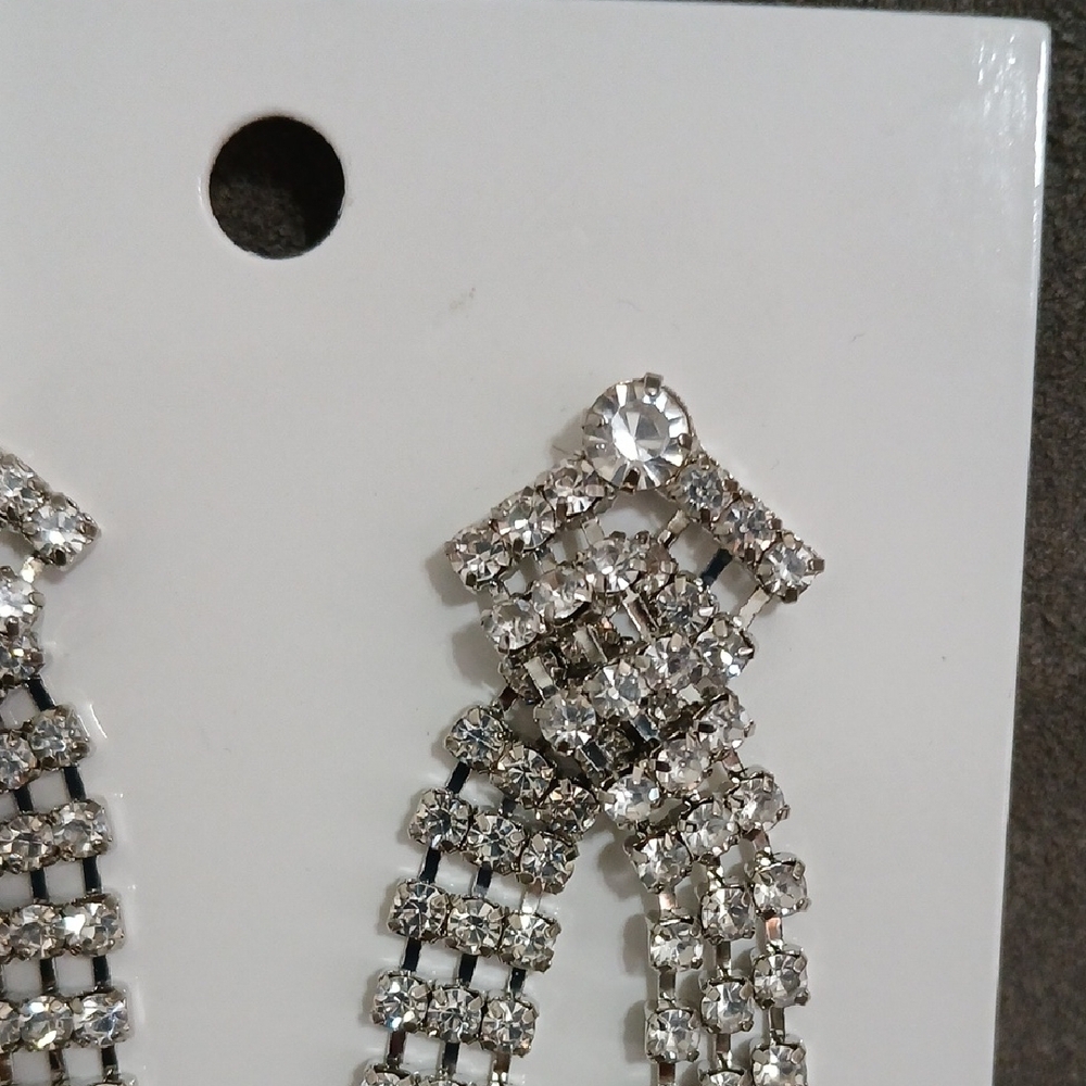 H&M Silver Rhinestone Dangle Earrings - Picture 3 of 5